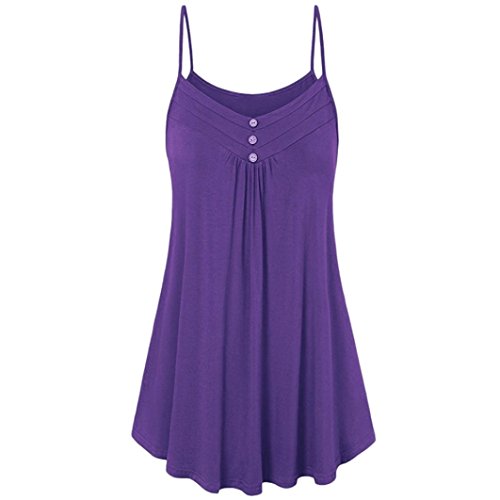 MRULIC Damen Oberteile Helle Farbe mit Knöpfe Geripptes Bluse (EU-52/CN-5XL, Y-Violett) von MRULIC