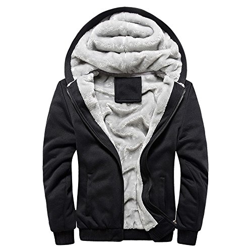 MRULIC Herren Hoodie Pullover Winter Warme Fleece Jacke Zipper Sweater Jacke Outwear Mantel RH-054(Schwarz,EU-42/CN-M) von MRULIC