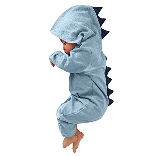 MRULIC Neugeborenes Baby Jumpsuit Outfit Dinosaurier Reißverschluss mit Kapuze Spielanzug Overall Outfit Kleidung Niedlicher Babyschlafsack Onesies Herbst und Wintermodelle(B1-Blau,75-80CM) von MRULIC
