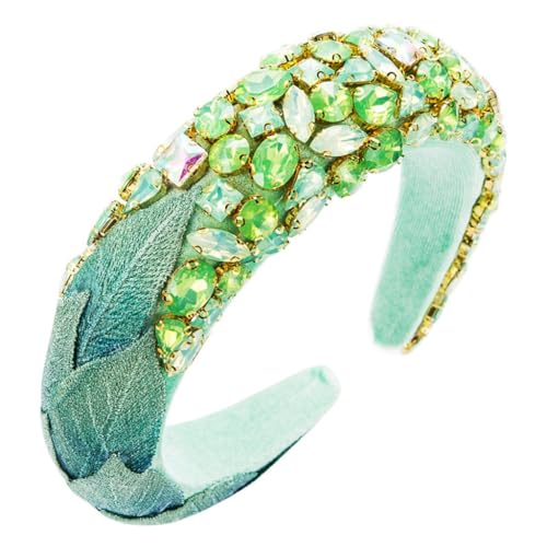 Kopfband, BKSYOFU Personalisierte bunte Samtblatt-Haarbänder for Frauen mit Strass-Haarschmuck von MRVAKDYDI