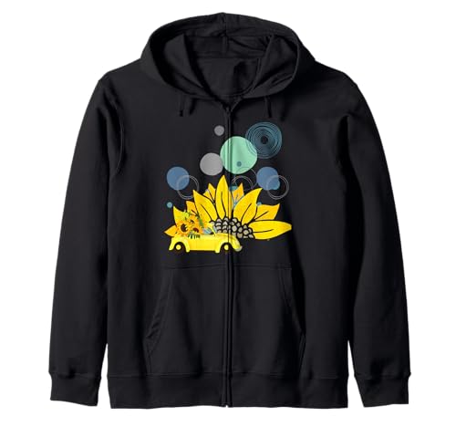 Sonne und Auto und gelbe Blume, Cooles Frauen und Mädchen Kapuzenjacke von MRW design
