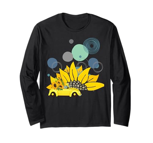 Sonne und Auto und gelbe Blume, Cooles Frauen und Mädchen Langarmshirt von MRW design