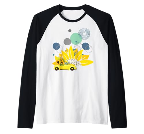 Sonne und Auto und gelbe Blume, Cooles Frauen und Mädchen Raglan Sonne und Auto und gelbe Blume, Cooles Frauen und Mädchen Raglan von MRW design