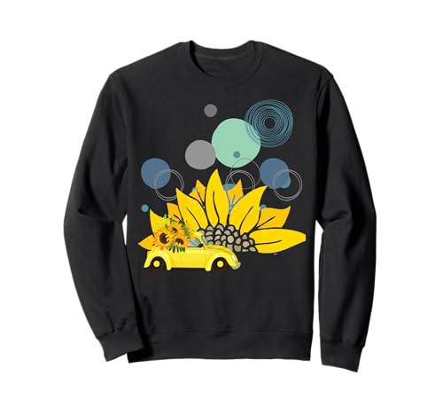 Sonne und Auto und gelbe Blume, Cooles Frauen und Mädchen Sweatshirt Sonne und Auto und gelbe Blume, Cooles Frauen und Mädchen Sweatshirt von MRW design