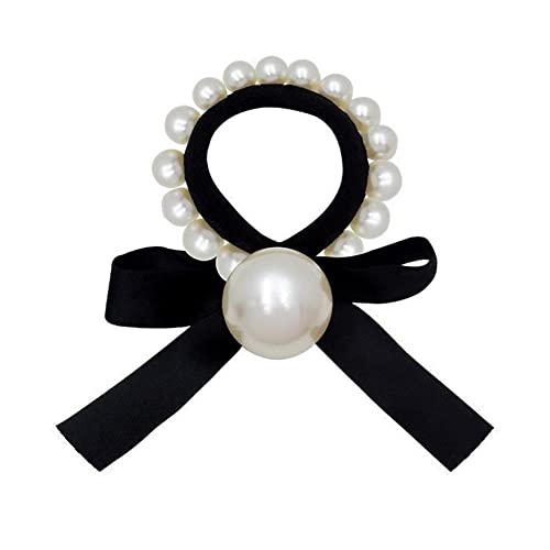 Haarnadel Frau Große Perle Haargummis Koreanischen Stil Halter Gummi Haarband Pferdeschwanz Zubehör Mädchen Haarband H9B3 Haargummis (Color : White Black, Size : Free size) von MRXFN