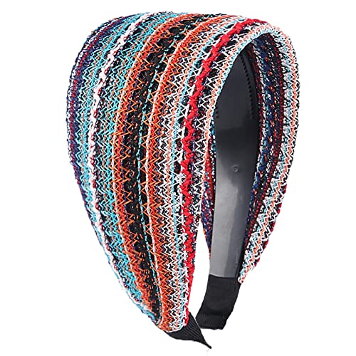 Haarnadel Frauen-Stirnband-Nähfarbe breitkrempiges Vintage-Stirnband-Kopfbedeckung Mesh-Rot (Color : Multicolore) von MRXFN