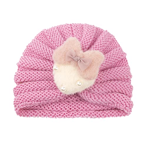 Haarnadel Kinder-Wolle-Stirnband-Zylinder for warme Herbst- und Winter-Haarband Solide Erdbeer-Stirnband-Hut Solide Erdbeer-Stirnband FLw223 (Color : Pink, Size : Taille unique) von MRXFN