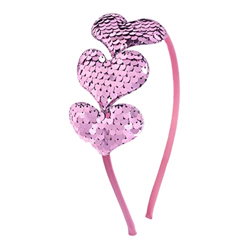 Haarnadel Valentinstag-Pailletten-Herz Pailletten-Stirnbänder Valentinstag-Herz verschönert süße Kinderhaarschmuck niedliche Liebes-Stirnband for Mädchen DQs699 (Color : Pink, Size : Taille unique) von MRXFN