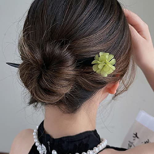 MRXFN Haarnadel Blumen-Haarstab im chinesischen Stil, einfache Haarnadel, Haargabel, handgefertigte chinesische Haar-Essstäbchen, Blumen-Haar-Styling-Stifte for Frauen (Size : A) von MRXFN