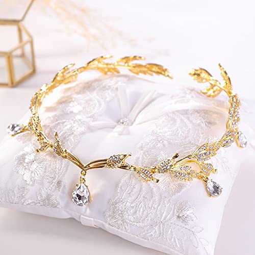 MRXFN Haarnadel Haarschmuck Krone Diademe for Frauen Kristallkrone Braut Haarschmuck Hochzeit Strass Wassertropfen Blatt Tiara Krone Stirnband Stirnband Bräute Haarschmuck von MRXFN