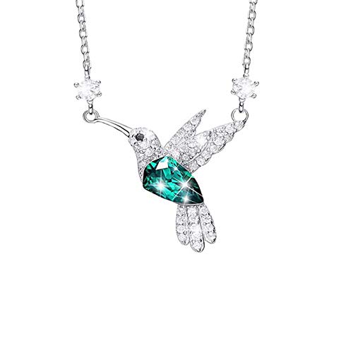 MRXFN Halskette Halsketten Damen Mode Damen Persönlichkeit Diamant besetzt Kolibri Kette Vogel Fliegen Halsketten von MRXFN