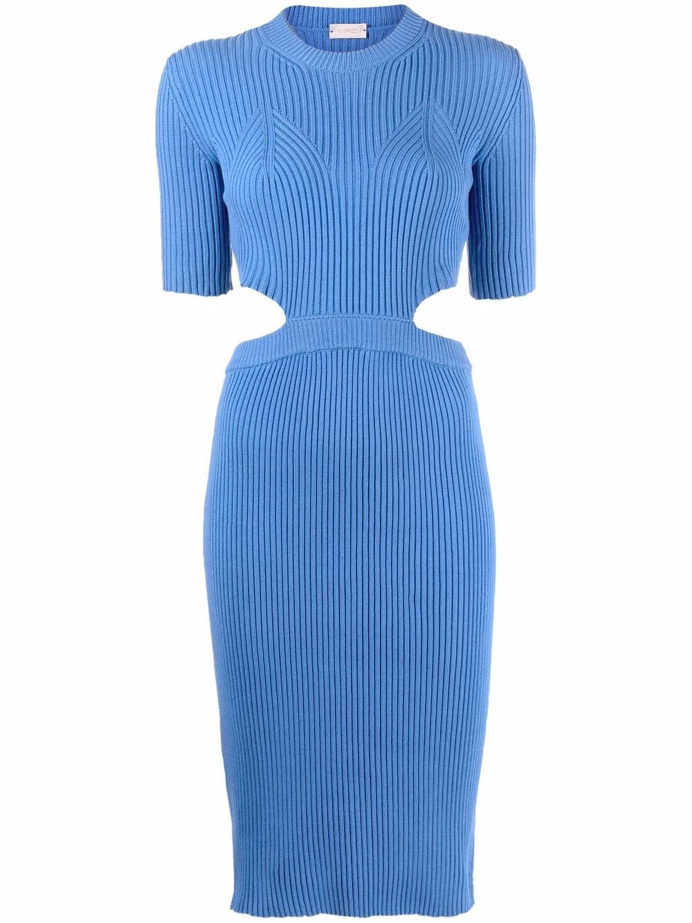 MRZ Geripptes Strickkleid mit Cut-Outs - Blau von MRZ