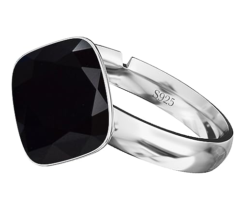 925 Sterling Silber 44 farben Rhombus Ringe für Damen Verstellbarer mit Marken Kristalle - Glänzend Cubic Zirkonia Ring Fingerring Kommt in Schmuck Geschenk Box (Jet) von MŚ 1997 MENNICA ŚWIDNICKA