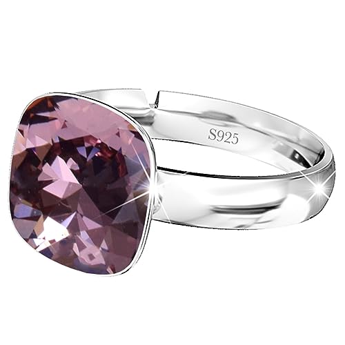 925 Sterling Silber 44 farben Ringe für Damen Verstellbarer mit Marken Kristalle, Glänzend Cubic Zirkonia Ring Fingerring Kommt in Schmuck Geschenk Box (Antique Pink) von MŚ 1997 MENNICA ŚWIDNICKA