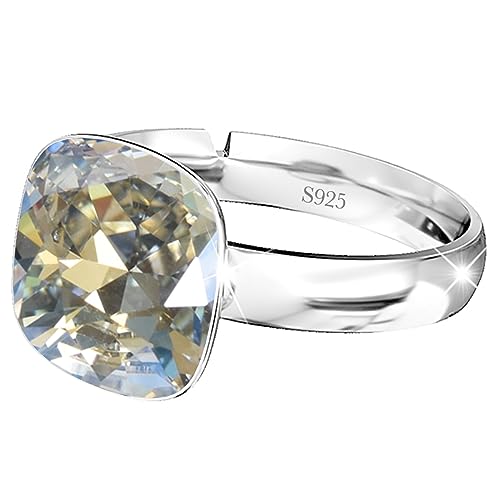 925 Sterling Silber 44 farben Ringe für Damen Verstellbarer mit Marken Kristalle, Glänzend Cubic Zirkonia Ring Fingerring Kommt in Schmuck Geschenk Box (Moonlight) von MŚ 1997 MENNICA ŚWIDNICKA