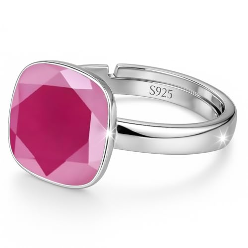 925 Sterling Silber 44 farben Ringe für Damen Verstellbarer mit Marken Kristalle - Glänzend Cubic Zirkonia Ring Fingerring Kommt in Schmuck Geschenk Box (Pinke) von MŚ 1997 MENNICA ŚWIDNICKA