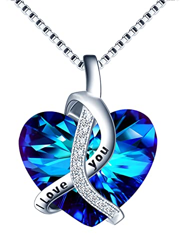 Ästhetische Kette Damen Herz I Love You Silber 925 - Österreichische Zirkone - Einzigartige Geschenke für Frauen mit Attraktivem Design Muttertag,Frauentag,Namenstage,Jubiläen von MŚ 1997 MENNICA ŚWIDNICKA