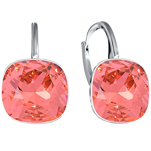 Silberne Ohrringe Exklusive Markenkristall Designs - Hochwertige Silber 925 Ohrhänger für Damen in verschiedenen Shades und Farben (Orange) von MŚ 1997 MENNICA ŚWIDNICKA