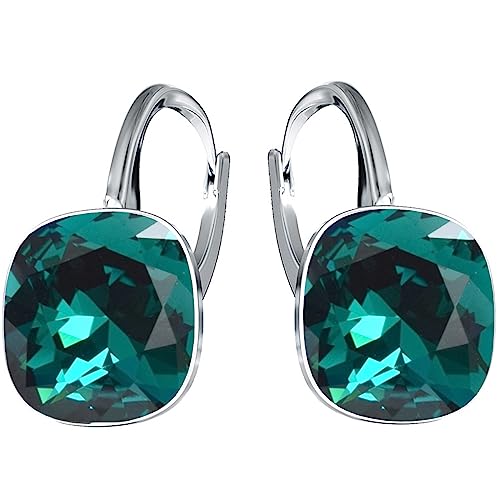 MŚ 1997 MENNICA ŚWIDNICKA Hängende Ohrringe 925 Silber mit Marken Kristall Zirkonia - Damen Schmuck Echt Silberne Hänge Ohrhanger Ideal Geschenge (Smaragd) von MŚ 1997 MENNICA ŚWIDNICKA