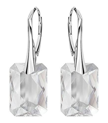 Klapperverschluß Modeschmuck 925 Silber Ohrringe für Damen Marken Kristalle Ohrringe Hängend Silber 925 Hängende Ohrringe Schmuck für Frauen Mädchen Ideal Geschenk (Crystal) von MŚ 1997 MENNICA ŚWIDNICKA