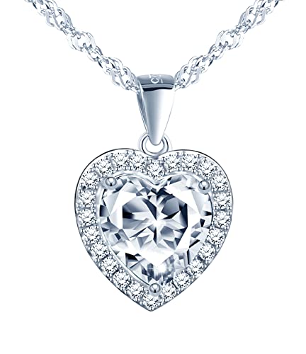 MŚ 1997 MENNICA ŚWIDNICKA Ästhetische Kette Damen 6 Farben Herz des Ozeans Silber 925 - Österreichische Zirkone - Einzigartige Geschenke für Frauen mit Attraktivem Design (Crystal) von MŚ 1997 MENNICA ŚWIDNICKA