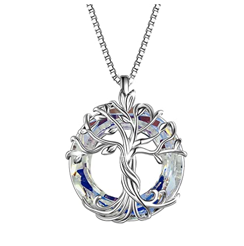 MŚ 1997 MENNICA ŚWIDNICKA Ästhetische Kette Damen Baum des Lebens Silber 925 - Österreichische Zirkone - Einzigartige Geschenke für Frauen mit Attraktivem Design Farbe (Crystal AB) von MŚ 1997 MENNICA ŚWIDNICKA