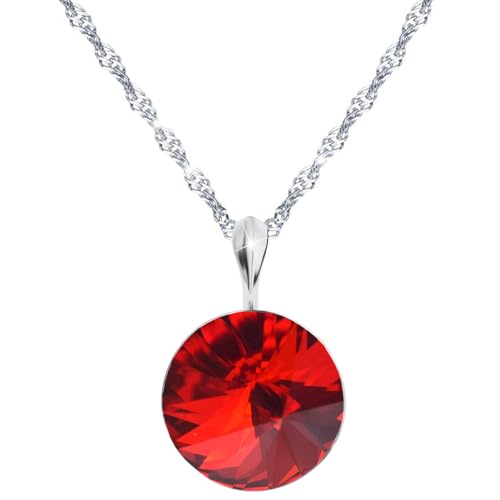 MŚ 1997 MENNICA ŚWIDNICKA Damen Halskette 925 Sterling Silber mit Rivoli Marken Kristalle Anhänger Kette mit Anhänger Silber Kette Geschenk für Frau zum Geburtstag Jubiläum (Light Siam) von MŚ 1997 MENNICA ŚWIDNICKA