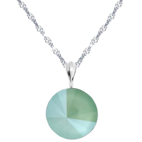 MŚ 1997 MENNICA ŚWIDNICKA Damen Halskette 925 Sterling Silber mit Rivoli Marken Kristalle Anhänger Kette mit Anhänger Silber Kette Geschenk für Frau zum Geburtstag Jubiläum (Mint Green) von MŚ 1997 MENNICA ŚWIDNICKA