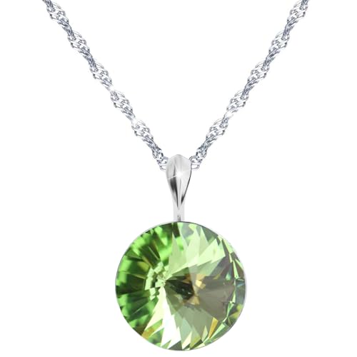 MŚ 1997 MENNICA ŚWIDNICKA Damen Halskette 925 Sterling Silber mit Rivoli Marken Kristalle Anhänger Kette mit Anhänger Silber Kette Geschenk für Frau zum Geburtstag Jubiläum (Peridot) von MŚ 1997 MENNICA ŚWIDNICKA