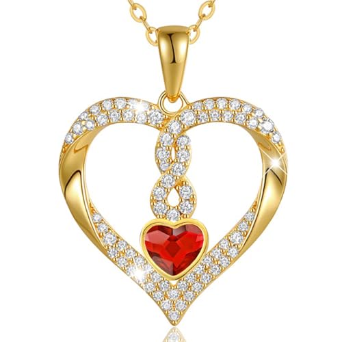 MŚ 1997 MENNICA ŚWIDNICKA Hochwertige 925er Silber Vergoldet 24 Karatt Gold Halskette mit Kristallen - Geschenk für Frauen und Mädchen (Siam) von MŚ 1997 MENNICA ŚWIDNICKA