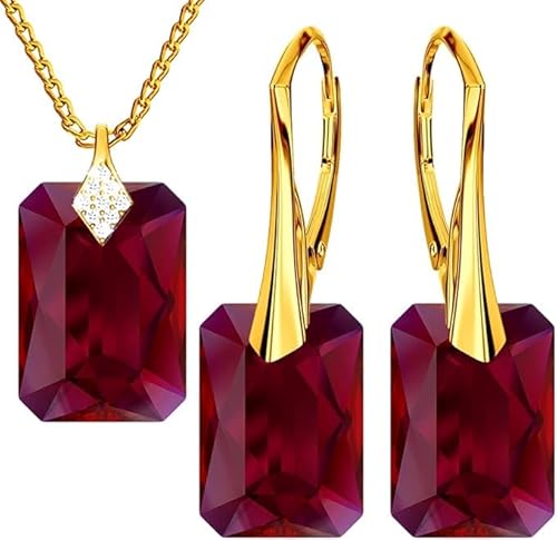 MŚ 1997 MENNICA ŚWIDNICKA Klapperverschluß Modeschmuck Ohrringe Halskette Silber 925 Hängend Schmuckset Geburtstagsgeschenk für Freundin Damen und Mädchen Geschenk Schmuck Set für Frauen (Scarlet) von MŚ 1997 MENNICA ŚWIDNICKA