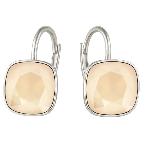 Damen Hängen Ohrringe Silber 925 mit Marken Kristalle Zirkonia - Schmuck Echt Silberne Hängende Ohrhanger für Frauen und Mädchen - Hängeohrringe Ideal Geschenk (Ivory Cream) von MŚ 1997 MENNICA ŚWIDNICKA