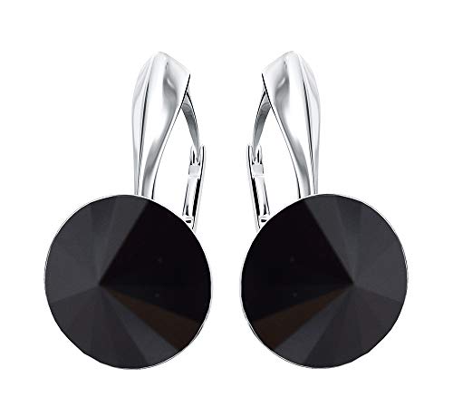 Rivoli 925 Silber Ohrringe Österreichische Zirkonia - Schmuck für Frauen und Mädchen - Hängeohrringe Ideal für Geschenke für Frauen Geschenk für Mutter-Frau-Tochter (Jet) von MŚ 1997 MENNICA ŚWIDNICKA