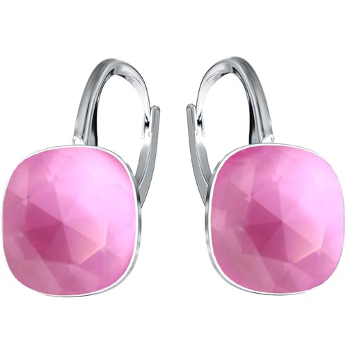 Silberne Ohrringe Exklusive Markenkristall Designs - Hochwertige Silber 925 Ohrhänger für Damen in verschiedenen Shades und Farben (Fuchsia Lacquer) von MŚ 1997 MENNICA ŚWIDNICKA