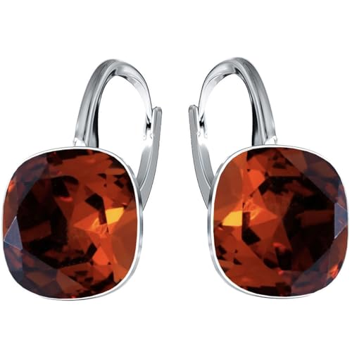 Silberne Ohrringe Exklusive Markenkristall Designs - Hochwertige Silber 925 Ohrhänger für Damen in verschiedenen Shades und Farben (Tangerine) von MŚ 1997 MENNICA ŚWIDNICKA