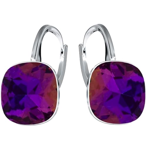 Silberne Ohrringe Exklusive Markenkristall Designs - Hochwertige Silber 925 Ohrhänger für Damen in verschiedenen Shades und Farben (Violet Blue) von MŚ 1997 MENNICA ŚWIDNICKA