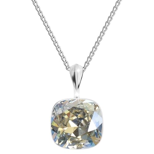 MŚ 1997 MENNICA ŚWIDNICKA Square Damen Halskette 925 Sterling Silber mit Marken Kristalle Anhänger Kette mit Anhänger Silber Kette Geschenk für Frau zum Geburtstag Jubiläum (Antique Pink) (Moonlight) von MŚ 1997 MENNICA ŚWIDNICKA