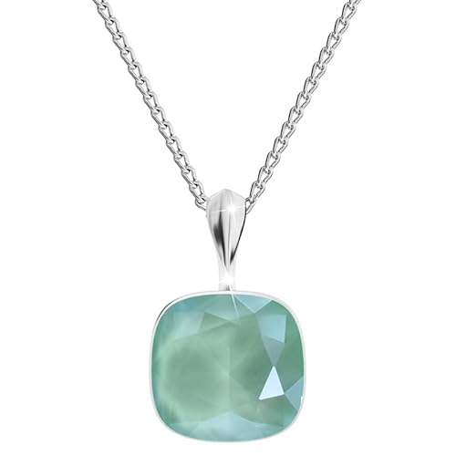 Square Damen Halskette 925 Sterling Silber mit Marken Kristalle Anhänger Kette mit Anhänger Silber Kette Geschenk für Frau zum Geburtstag Jubiläum (Mint Green) von MŚ 1997 MENNICA ŚWIDNICKA