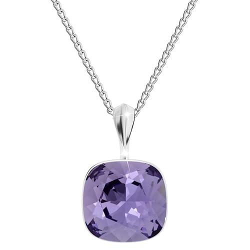 Square Damen Halskette 925 Sterling Silber mit Marken Kristalle Anhänger Kette mit Anhänger Silber Kette Geschenk für Frau zum Geburtstag Jubiläum (Tanzanite) von MŚ 1997 MENNICA ŚWIDNICKA