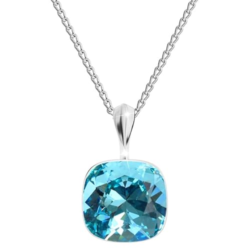 MŚ 1997 MENNICA ŚWIDNICKA Square Damen Halskette 925 Sterling Silber mit Marken Kristalle Anhänger Kette mit Anhänger Silber Kette Geschenk für Frau zum Geburtstag Jubiläum (Antique Pink) (Turkus) von MŚ 1997 MENNICA ŚWIDNICKA