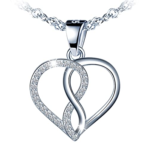 MŚ 1997 MENNICA ŚWIDNICKA Wunderbar Damen Herz Kette Unendlichkeit - Silber 925 - Österreichische Zirkone - Einzigartige Geschenke für Frauen mit Attraktivem Design Perfekte Geschenkidee von MŚ 1997 MENNICA ŚWIDNICKA