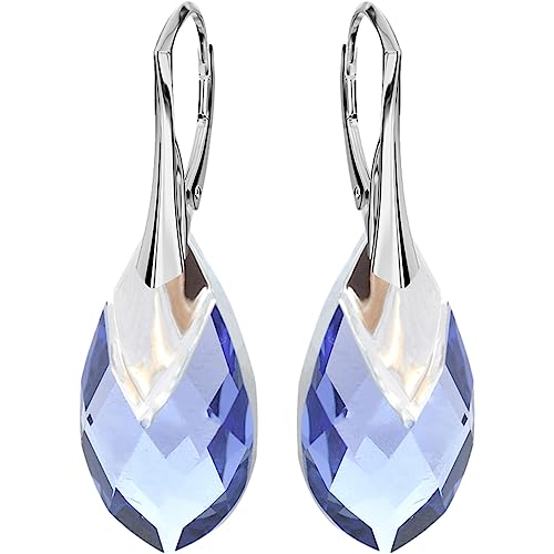 Modeschmuck 925 Silber Ohrringe für Damen Marken Kristalle Klapperverschluß Hängend Silber 925 Hängende Ohrhanger Premium Schmuck (Violet) von MŚ 1997 MENNICA ŚWIDNICKA