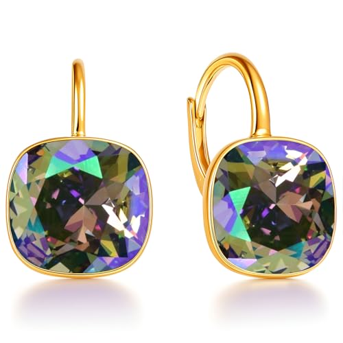 Ohrringe 925 Silber Österreichische Zirkonia - 24 karat Vergoltet Schmuck für Frauen und Mädchen - Hängeohrringe Ideal für Geschenke für Fraue (Paradise Shine) von MŚ 1997 MENNICA ŚWIDNICKA