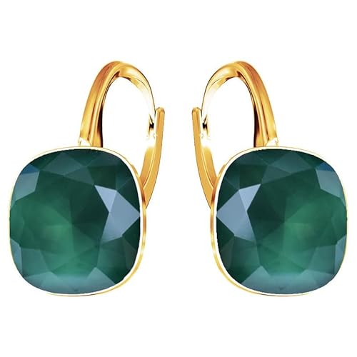 Ohrringe 925 Silber Österreichische Zirkonia - 24 karat Vergoltet Schmuck für Frauen und Mädchen - Hängeohrringe Ideal für Geschenke für Frauen (Royal Green) von MŚ 1997 MENNICA ŚWIDNICKA