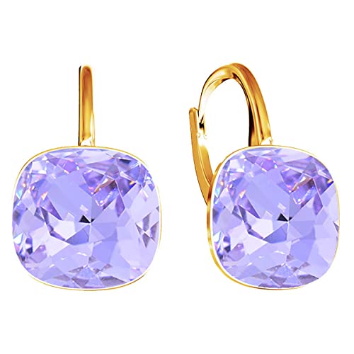 Ohrringe 925 Silber Österreichische Zirkonia - 24 karat Vergoltet Schmuck für Frauen und Mädchen - Hängeohrringe Ideal für Geschenke für Frauen (Violet) von MŚ 1997 MENNICA ŚWIDNICKA