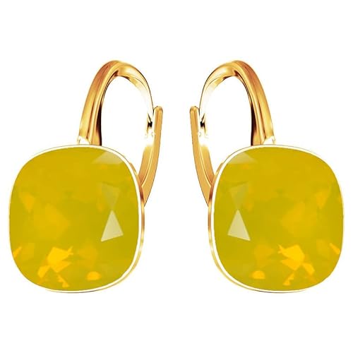 Ohrringe 925 Silber Österreichische Zirkonia - 24 karat Vergoltet Schmuck für Frauen und Mädchen - Hängeohrringe Ideal für Geschenke für Frauen (Yellow Opal) von MŚ 1997 MENNICA ŚWIDNICKA