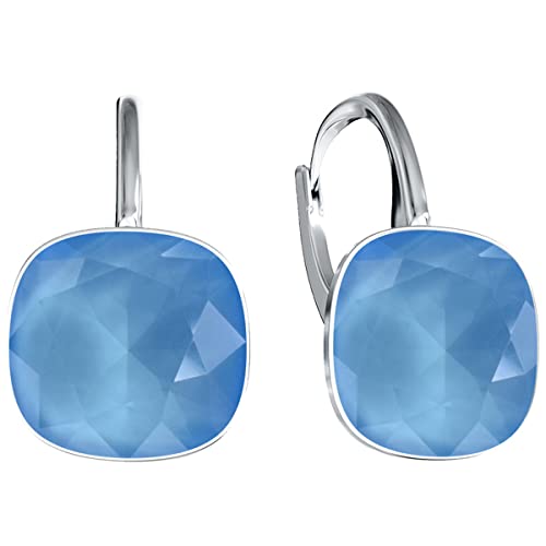 Damen Hängen Ohrringe Silber 925 mit Marken Kristalle Zirkonia - Schmuck Echt Silberne Hängende Ohrhanger für Frauen und Mädchen - Hängeohrringe Ideal Geschenk (Azure Blue) von MŚ 1997 MENNICA ŚWIDNICKA