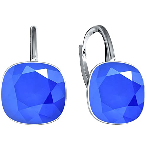 Damen Hängen Ohrringe Silber 925 mit Marken Kristalle Zirkonia - Schmuck Echt Silberne Hängende Ohrhanger für Frauen und Mädchen - Hängeohrringe Ideal Geschenk (Royal Blue) von MŚ 1997 MENNICA ŚWIDNICKA