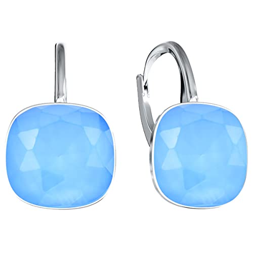 Damen Hängen Ohrringe Silber 925 mit Marken Kristalle Zirkonia - Schmuck Echt Silberne Hängende Ohrhanger für Frauen und Mädchen - Hängeohrringe Ideal Geschenk (Summer Blue) von MŚ 1997 MENNICA ŚWIDNICKA