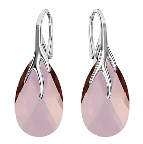 Hängen Silber Ohrringe 925 Silber mit Zirkonia - Schmuck für Frauen und Mädchen - Hängeohrringe Ideal für Geschenke für Frauen Hängende Damenohrringe (Antique Pink) von MŚ 1997 MENNICA ŚWIDNICKA